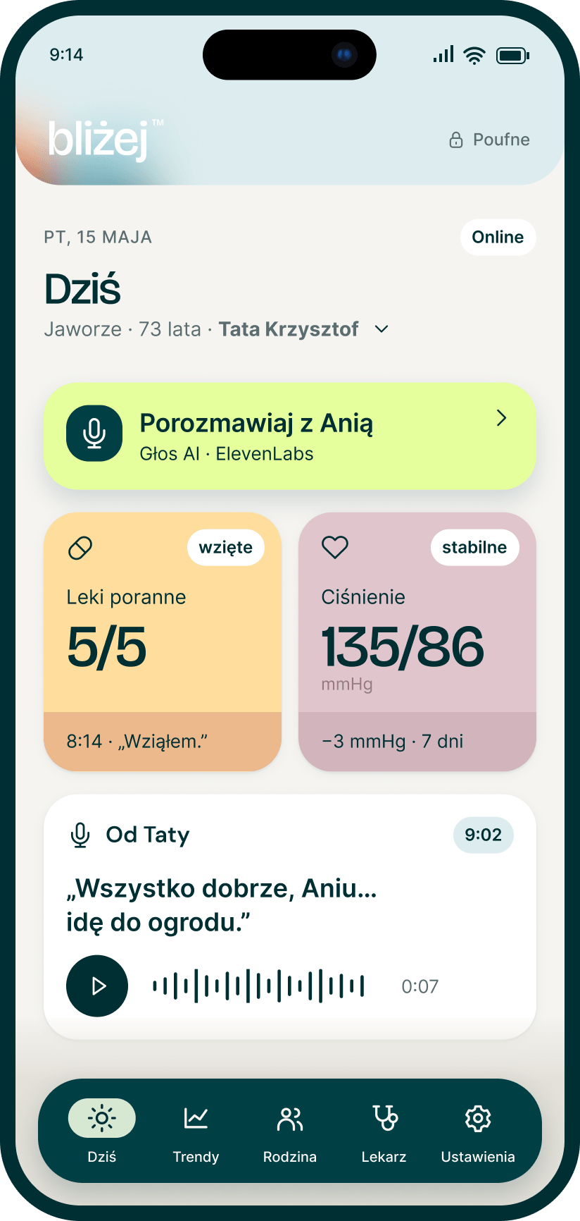 Today screen in the HereDay app