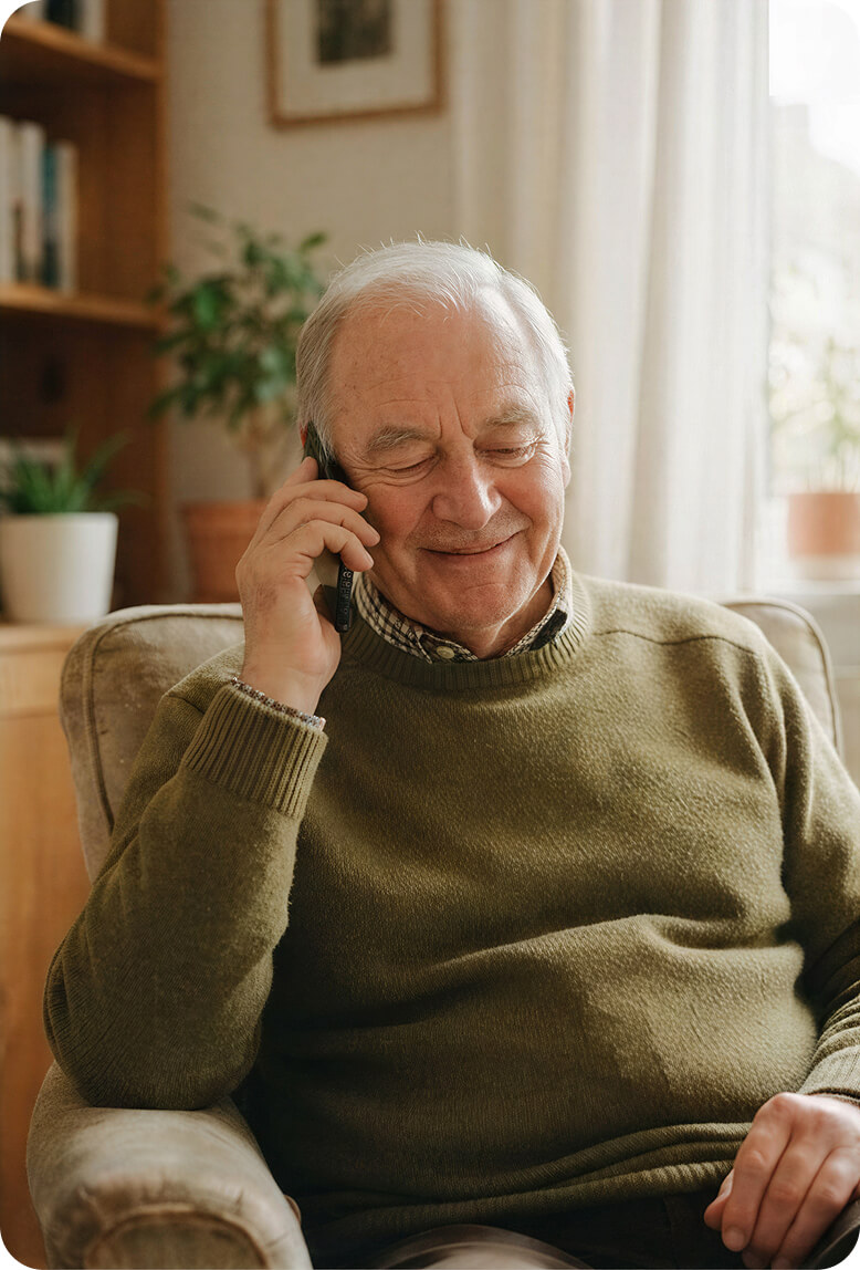 A father talking on the phone
